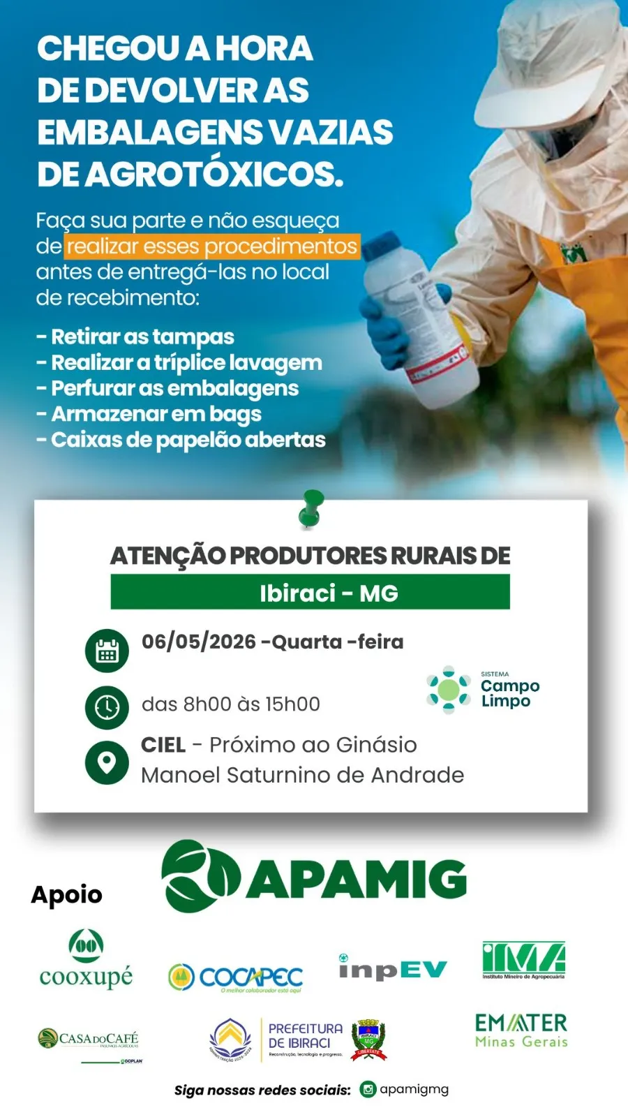 Recolhimento de Embalagens Vazias - Ibiraci/MG