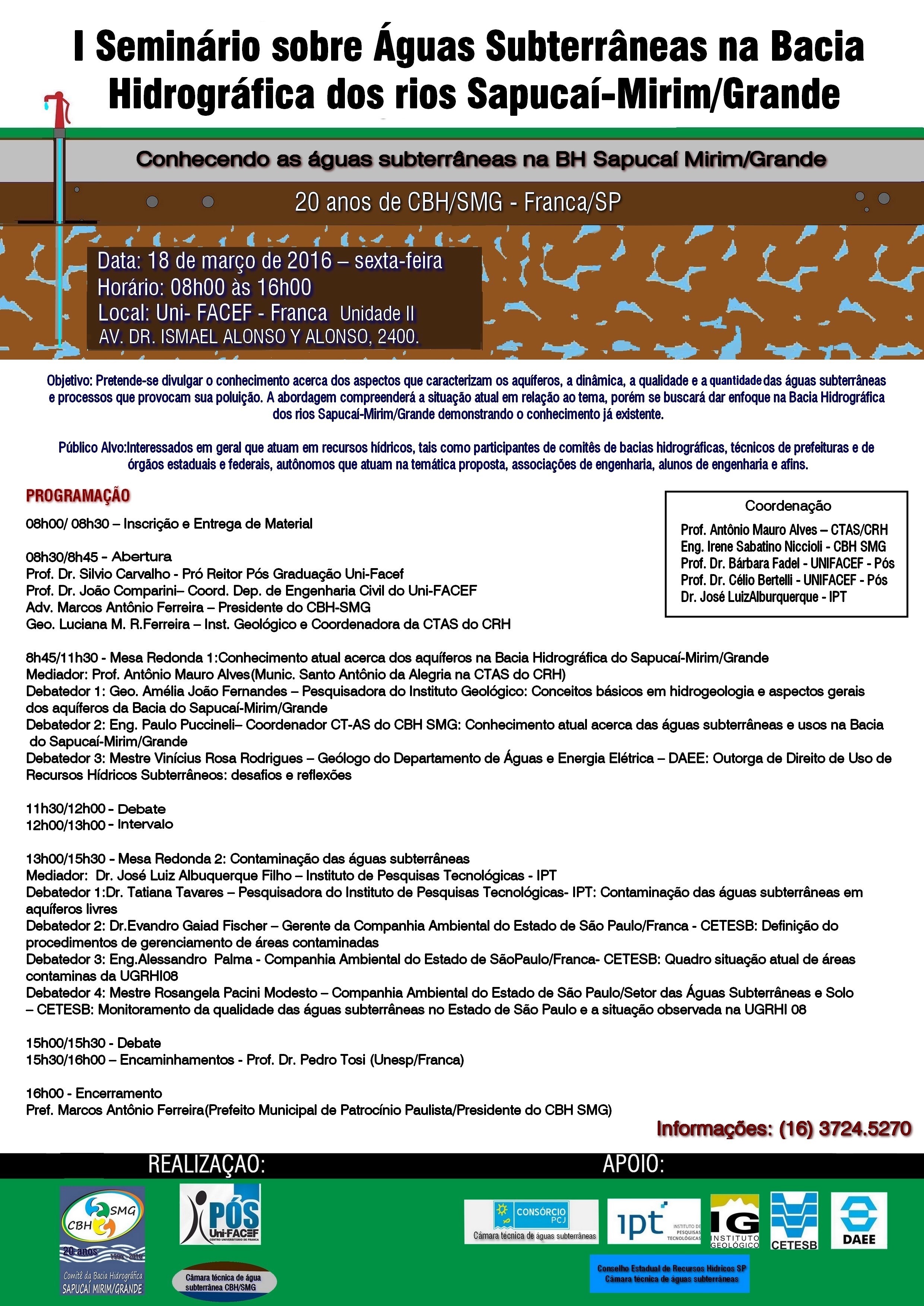 1.º Seminário Águas Subterrâneas Bacia SMG