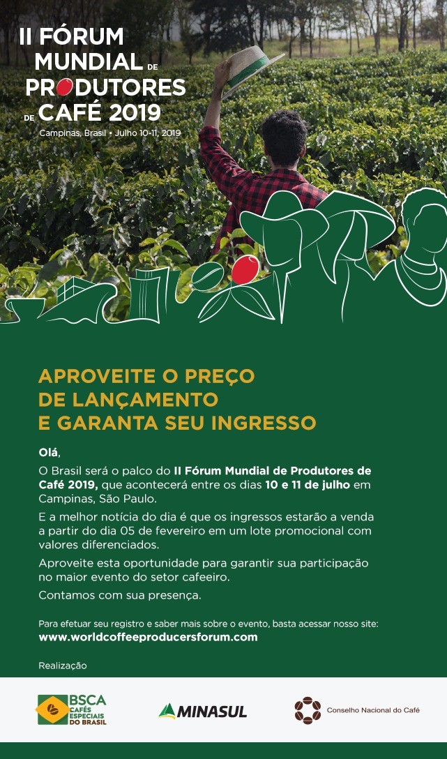 Começa as vendas para o II Fórum Mundial de Produtores de Café