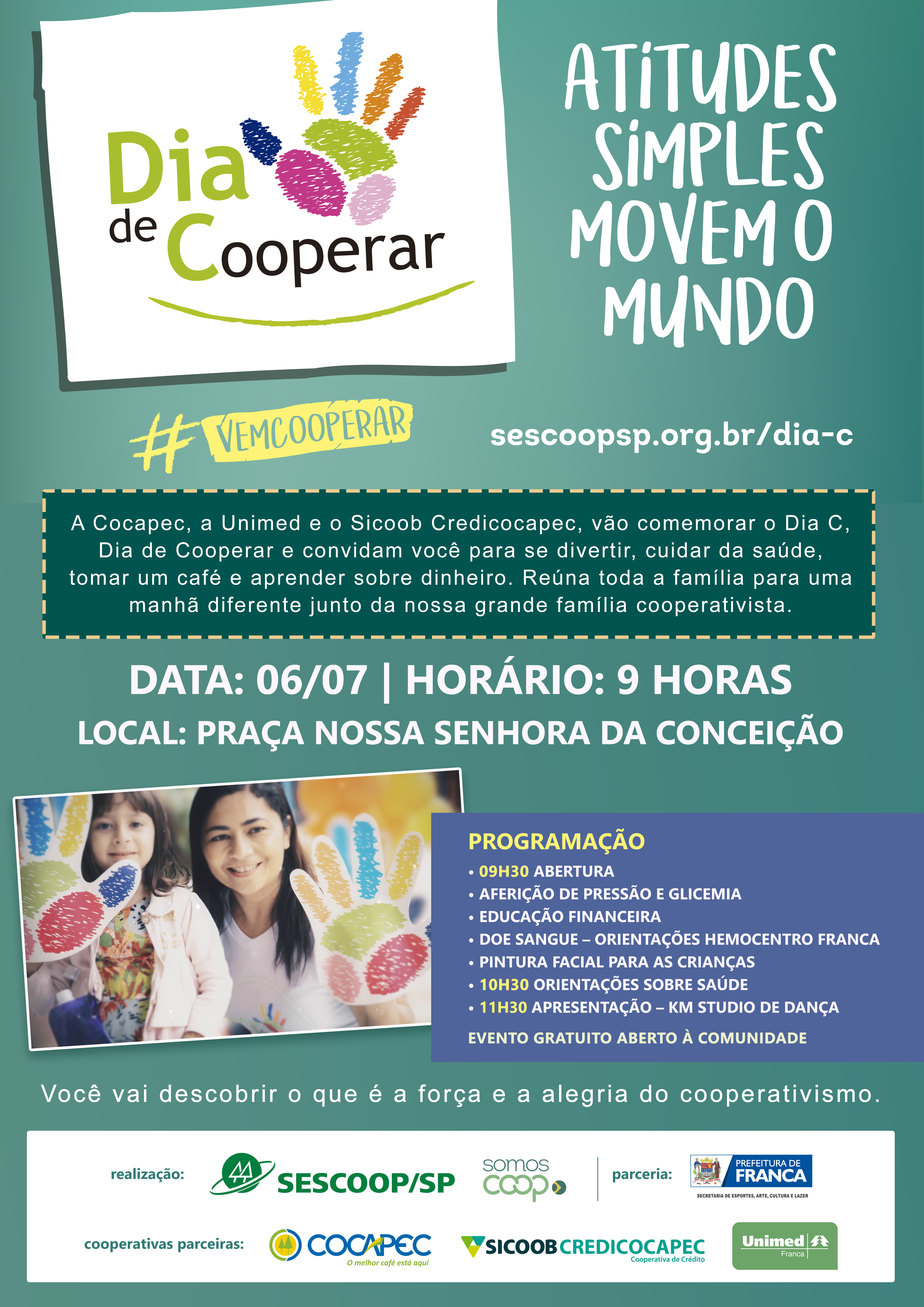 Sábado tem Dia de Cooperar no centro de Franca