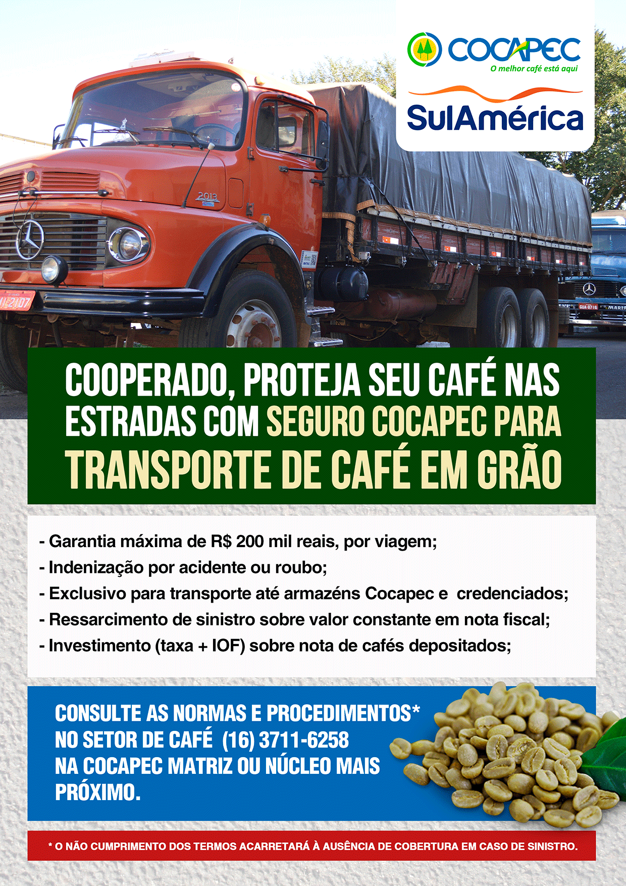 Seguro Cocapec para transporte de café em grão