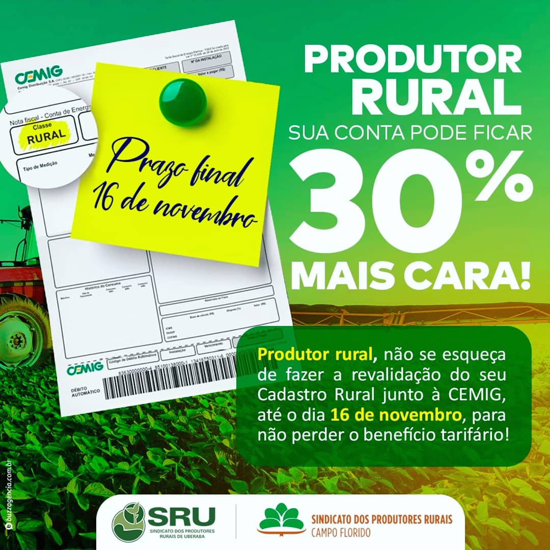 Recadastramento de produtores rurais na Cemig preocupa Sindicato em MG