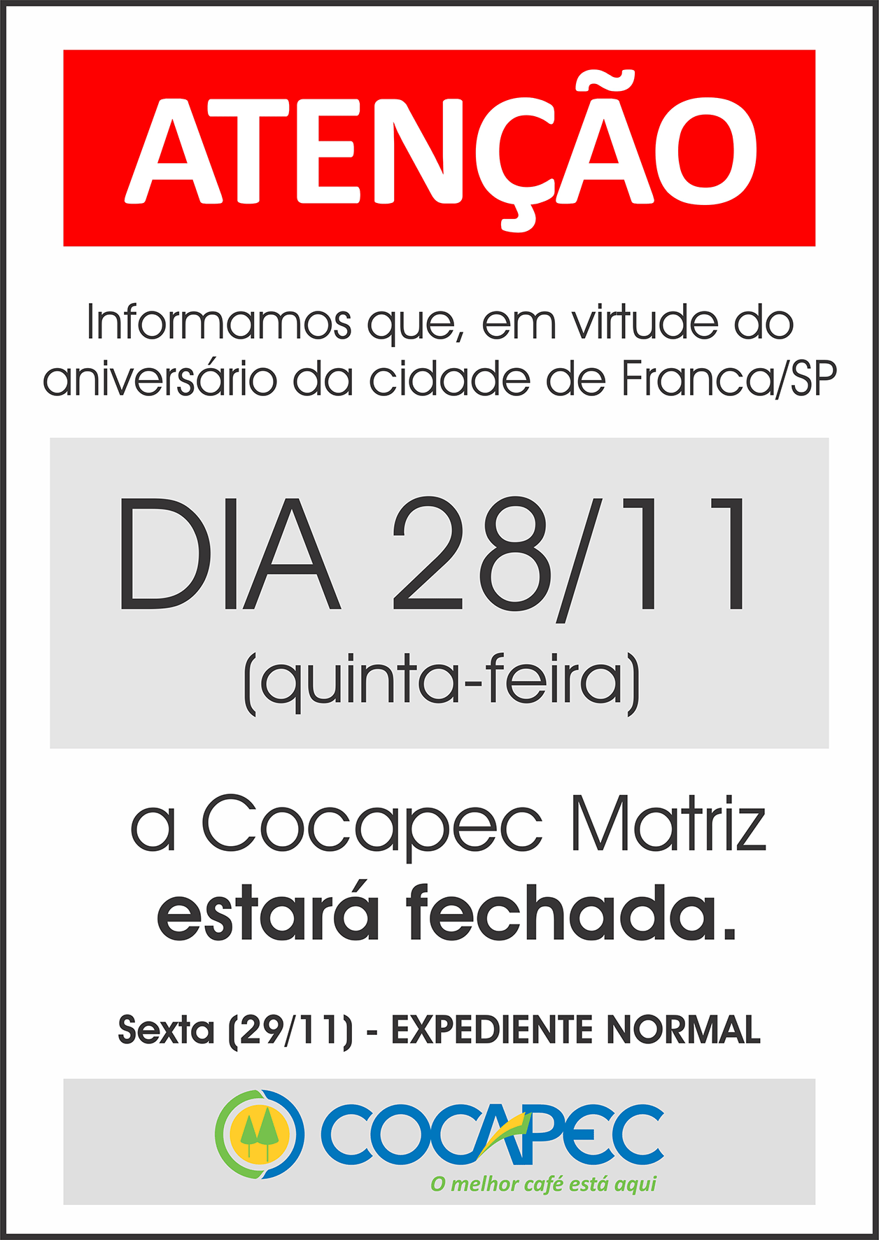 Cocapec matriz fechada nesta 5ª