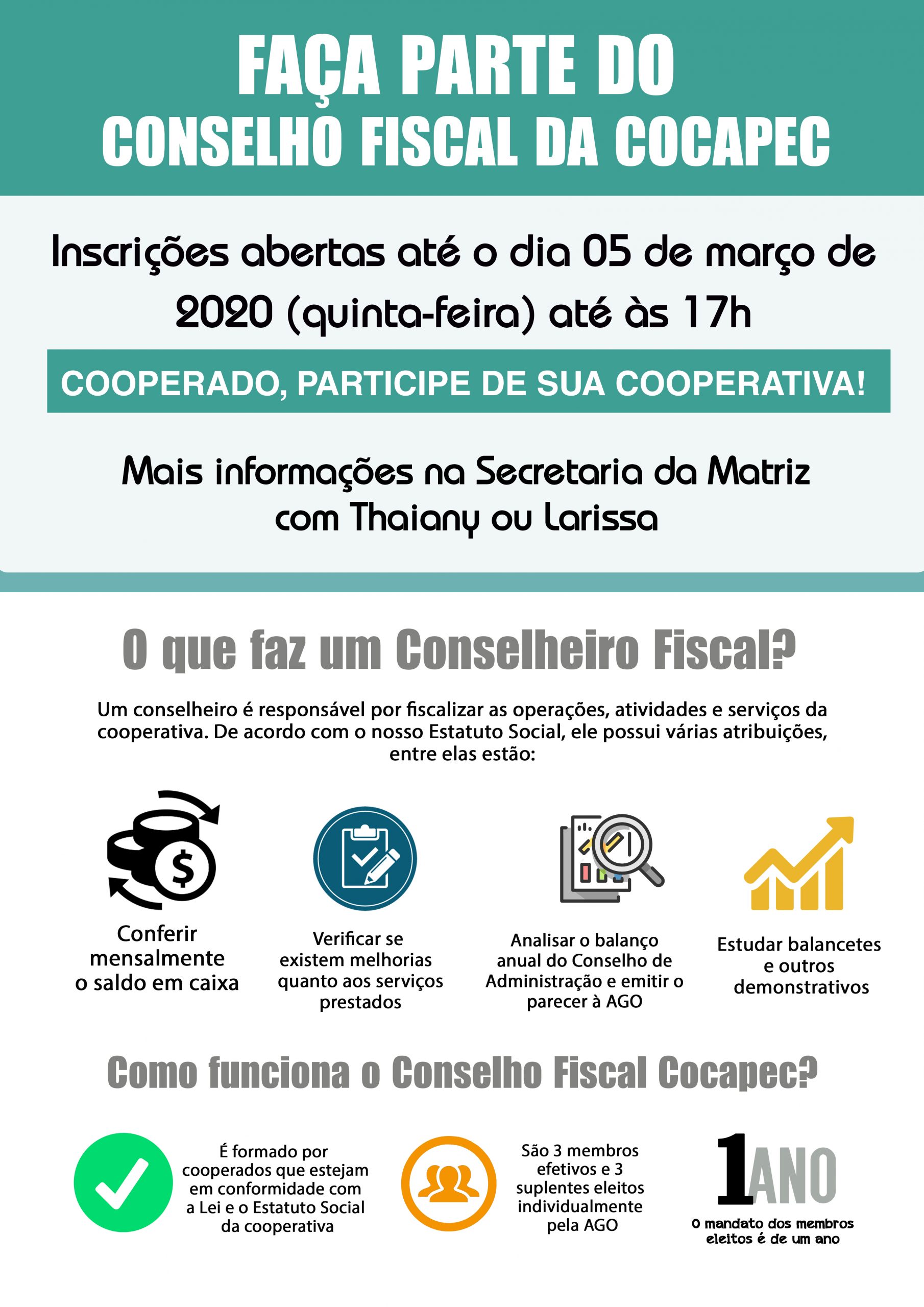 Seja um Conselheiro Fiscal - Inscrições até 05/03