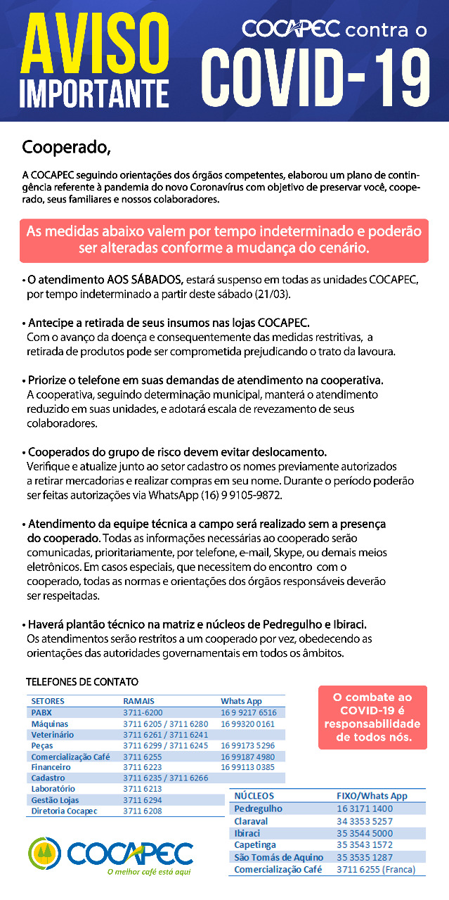 Cocapec define medidas de contingência para o COVID-19. Veja