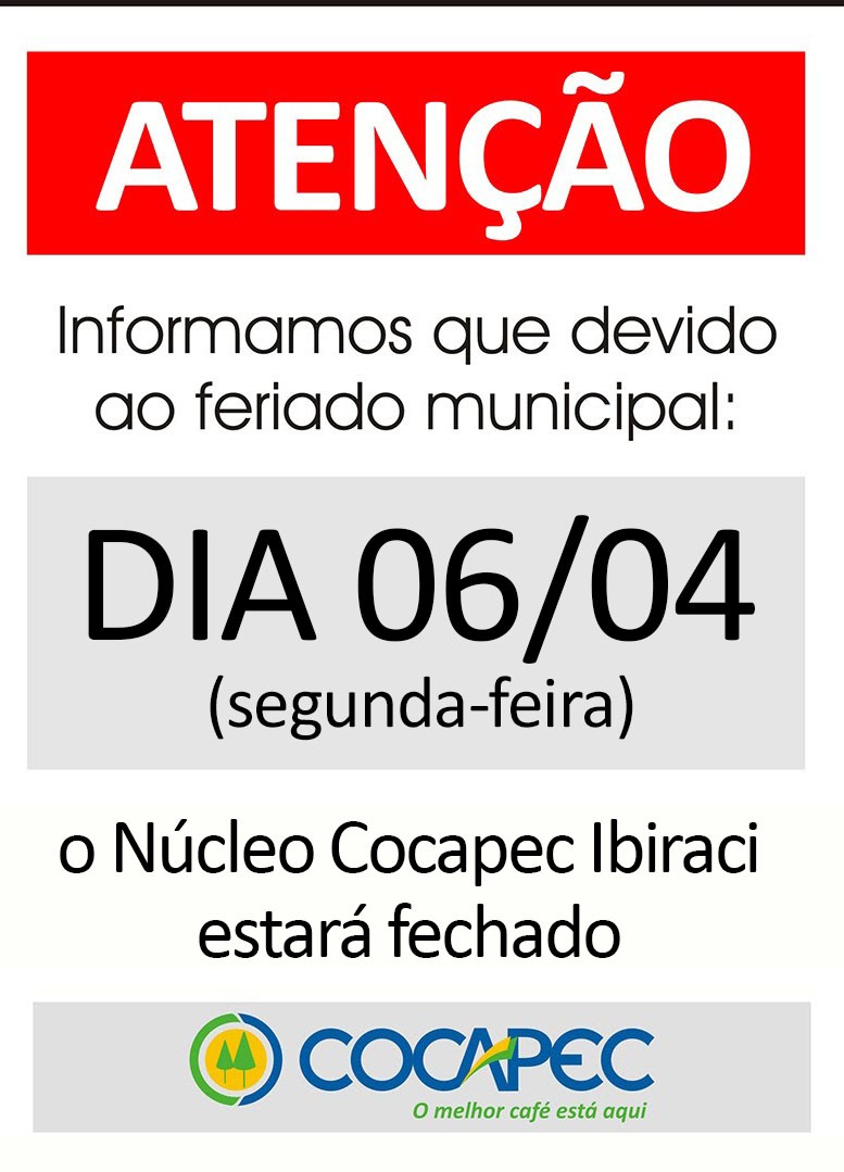 Feriado: Núcleo de Ibiraci estará fechado nesta 2ª