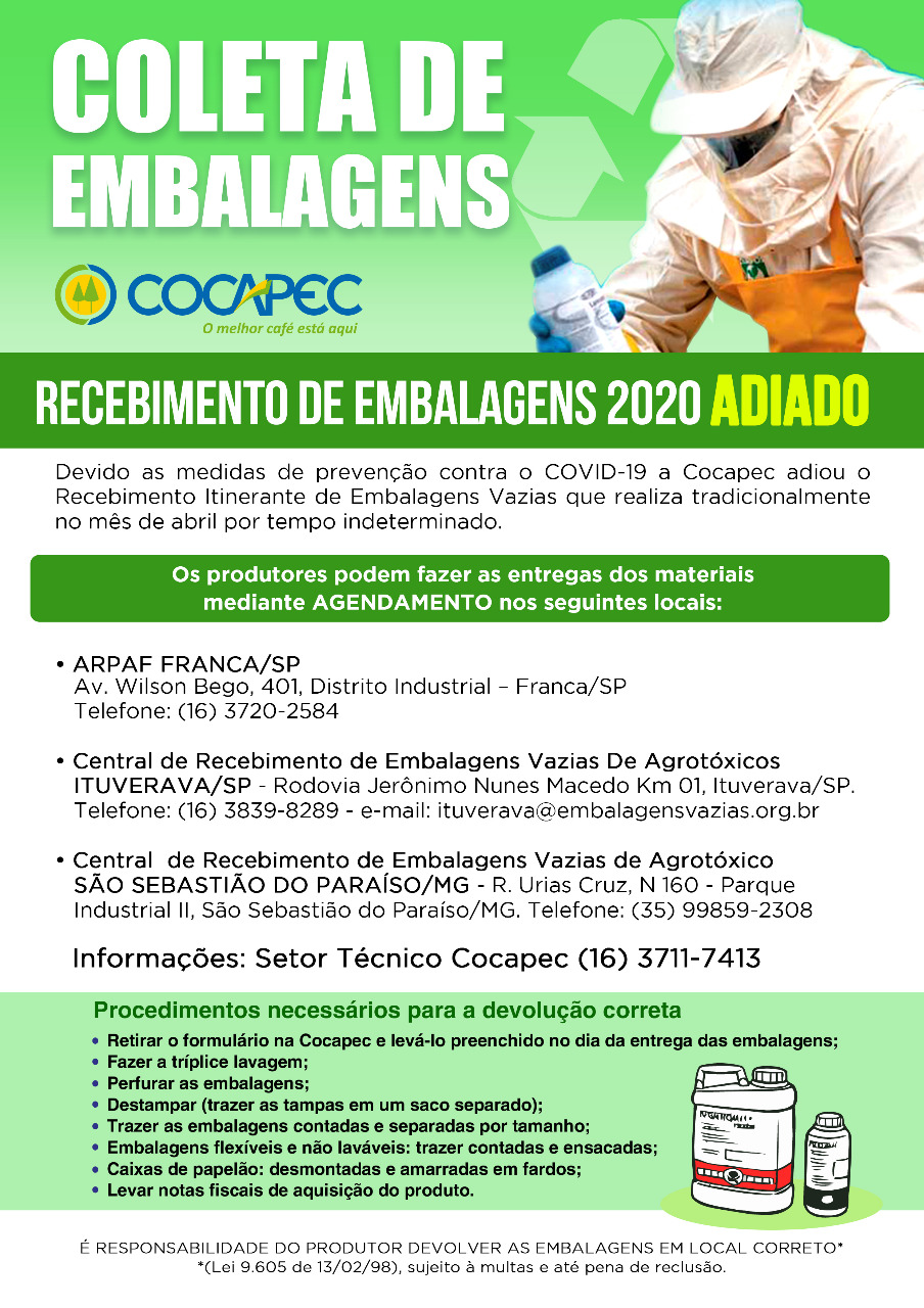 Recebimento de Embalagem está ADIADO