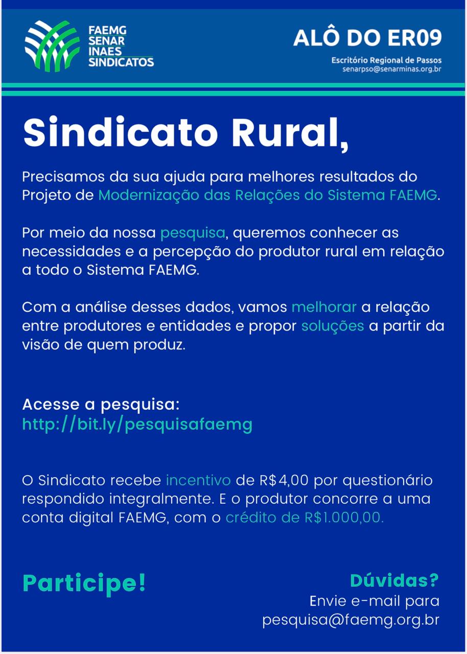 Participe da pesquisa do Sistema Faemg
