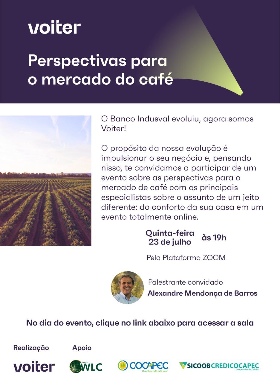 é hoje: Palestra online e gratuita sobre "Perspectiva para o Mercado de Café"