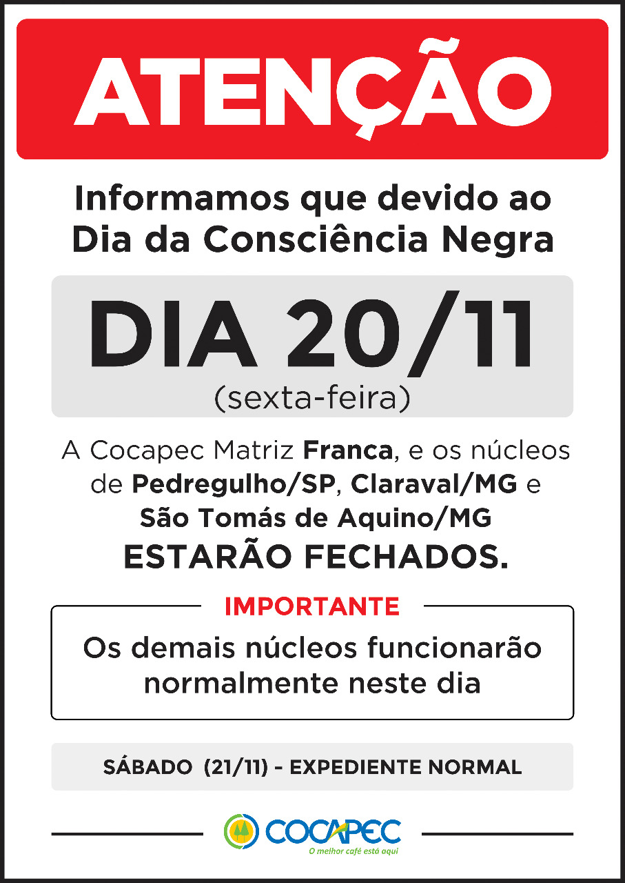 FERIADO - Dia da Consciência Negra