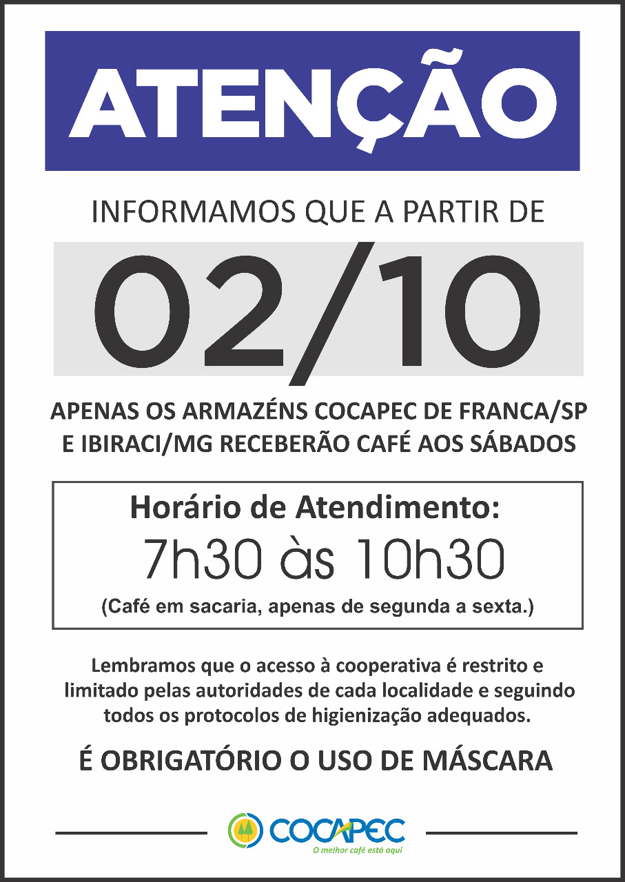 Atenção ao funcionamento dos armazéns