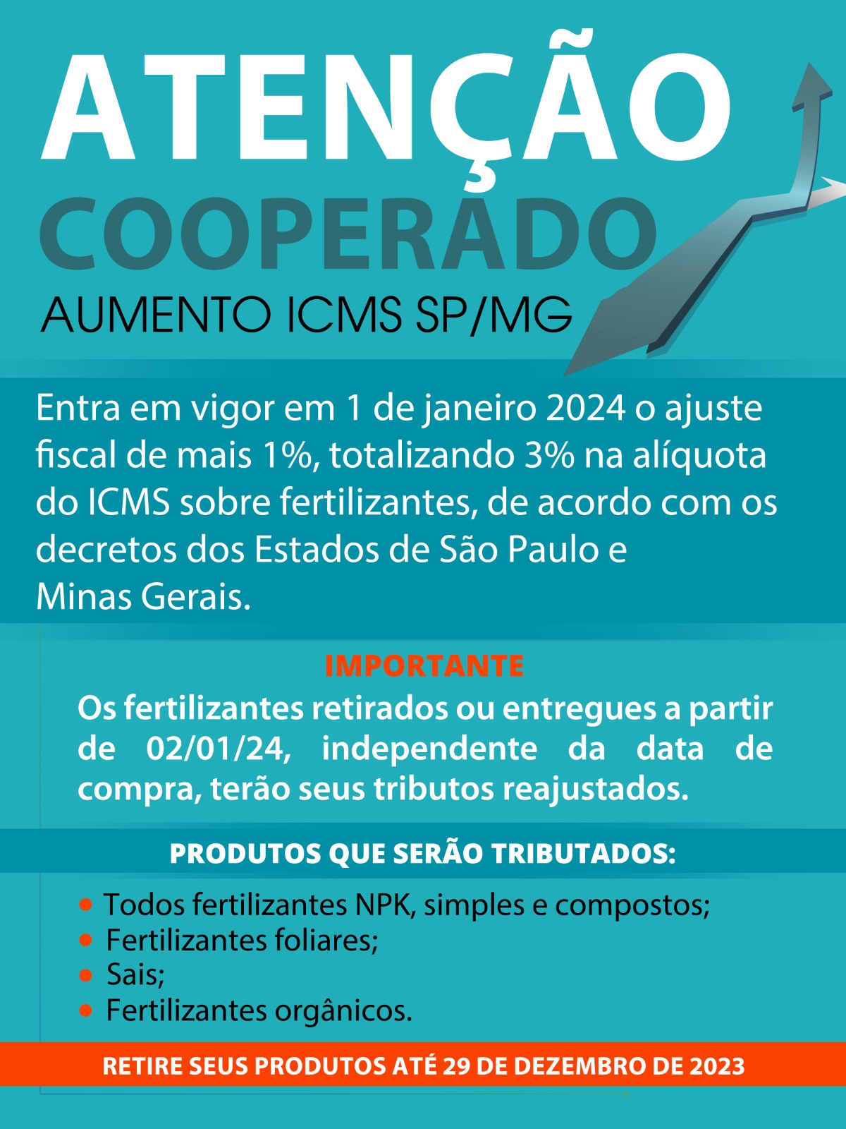 Aumento de ICMS SP/MG - Retira suas mercadorias